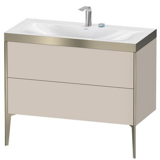 Duravit XViu 39" x 39" x 19" Two Drawer C-Bonded Floorstanding Vanity Kit With Two Tap Holes, Taupe (XV4711EB191P)