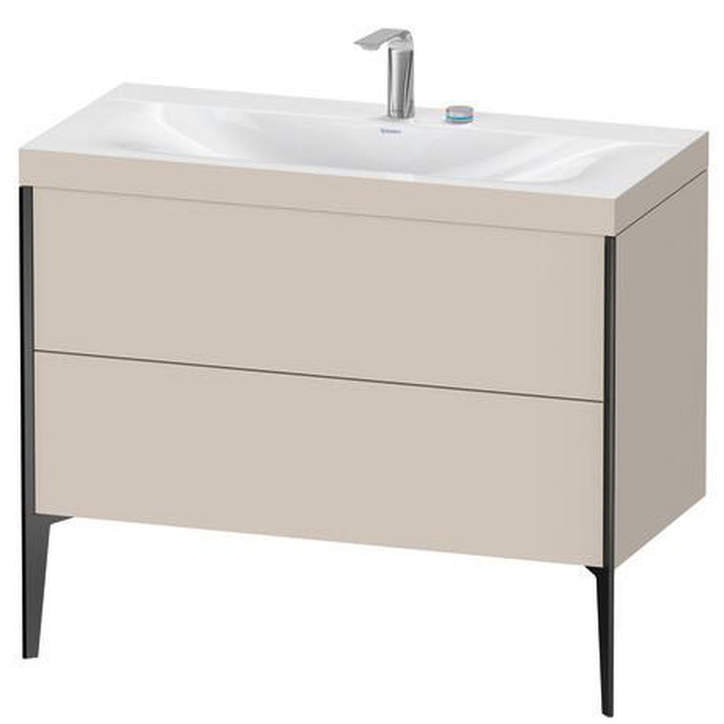Duravit XViu 39" x 39" x 19" Two Drawer C-Bonded Floorstanding Vanity Kit With Two Tap Holes, Taupe (XV4711EB291C)