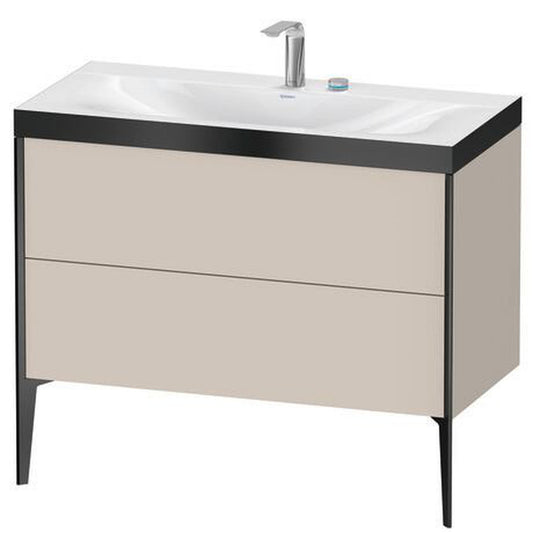 Duravit XViu 39" x 39" x 19" Two Drawer C-Bonded Floorstanding Vanity Kit With Two Tap Holes, Taupe (XV4711EB291P)