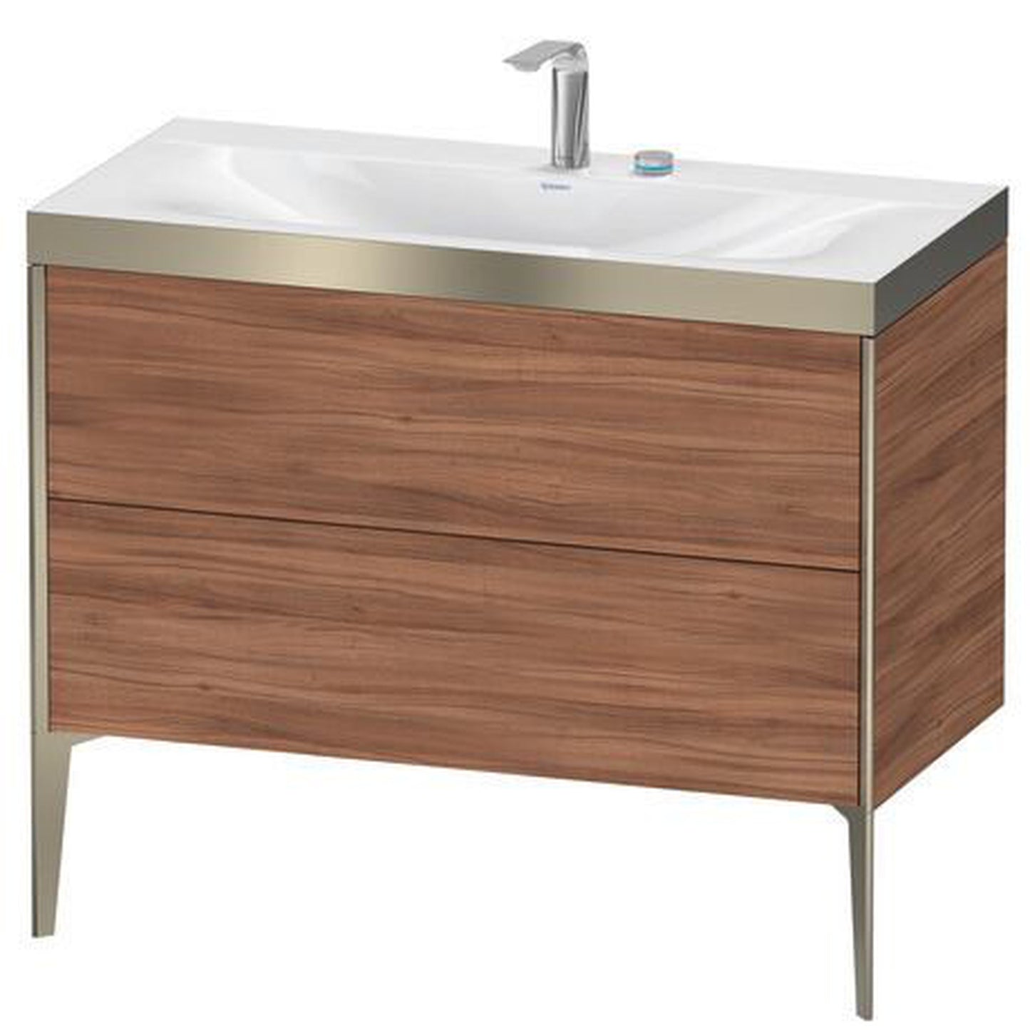 Duravit XViu 39" x 39" x 19" Two Drawer C-Bonded Floorstanding Vanity Kit With Two Tap Holes, Walnut (XV4711EB179P)