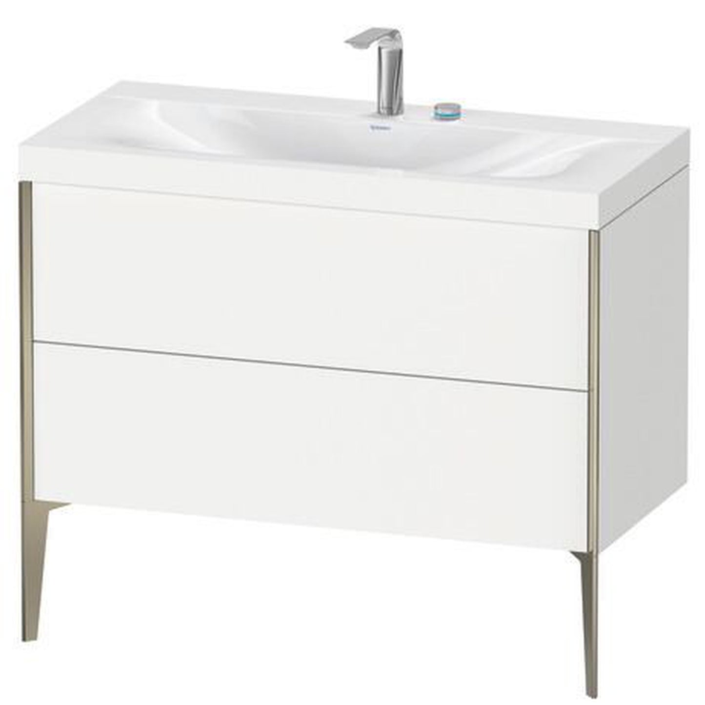 Duravit XViu 39" x 39" x 19" Two Drawer C-Bonded Floorstanding Vanity Kit With Two Tap Holes, White (XV4711EB118C)