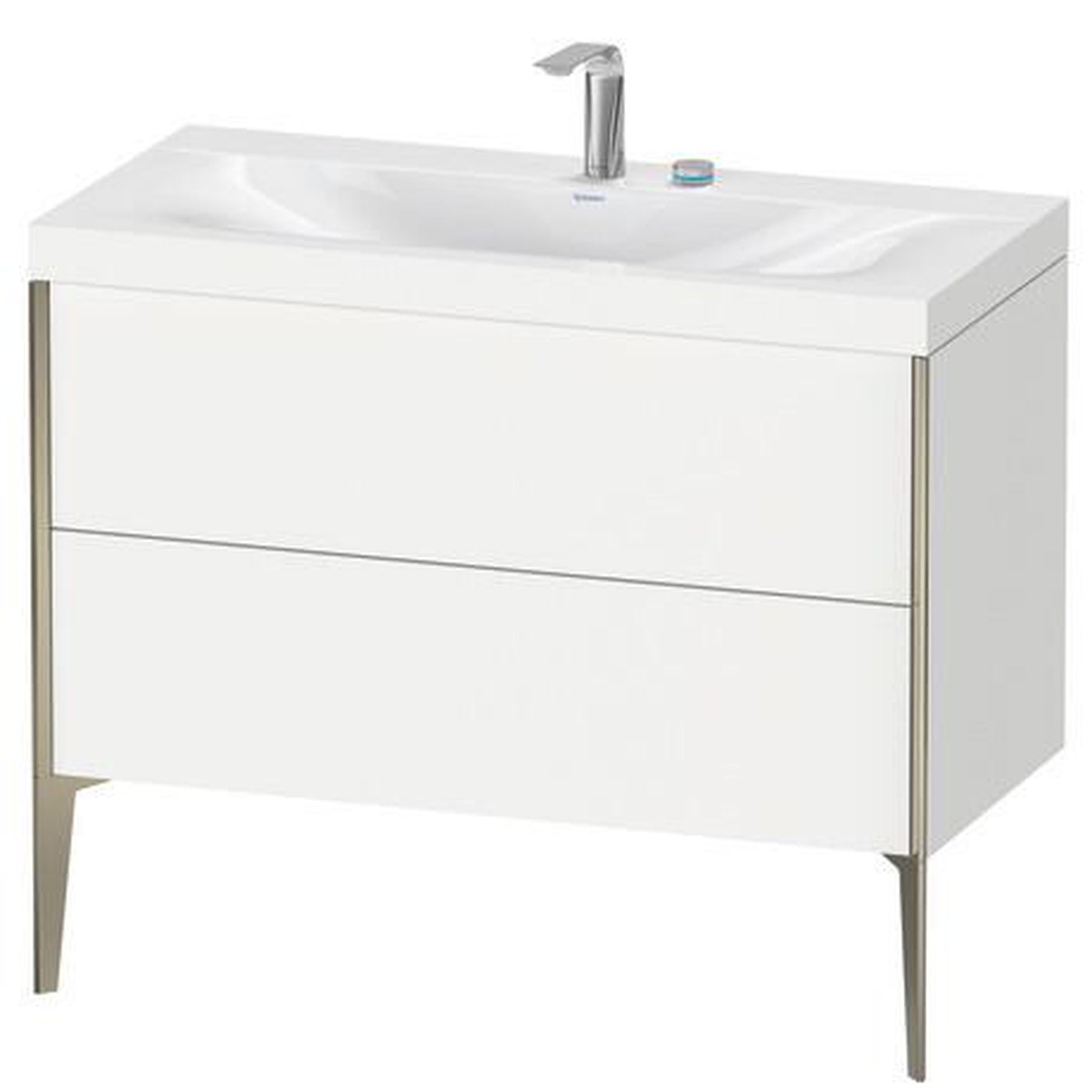 Duravit XViu 39" x 39" x 19" Two Drawer C-Bonded Floorstanding Vanity Kit With Two Tap Holes, White (XV4711EB118C)