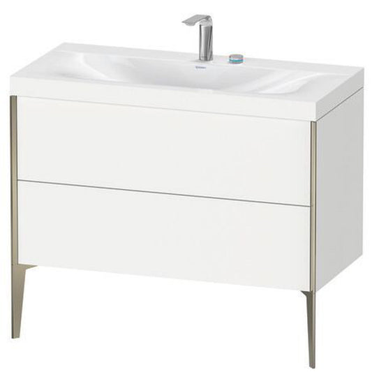 Duravit XViu 39" x 39" x 19" Two Drawer C-Bonded Floorstanding Vanity Kit With Two Tap Holes, White (XV4711EB118C)
