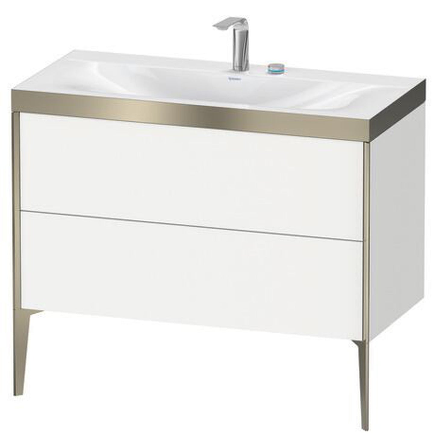Duravit XViu 39" x 39" x 19" Two Drawer C-Bonded Floorstanding Vanity Kit With Two Tap Holes, White (XV4711EB118P)