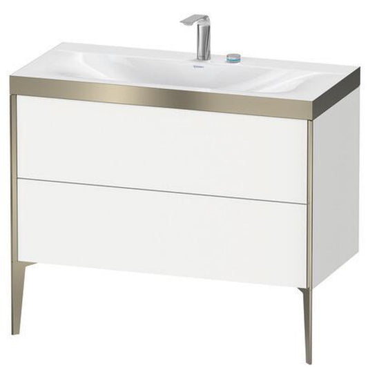 Duravit XViu 39" x 39" x 19" Two Drawer C-Bonded Floorstanding Vanity Kit With Two Tap Holes, White (XV4711EB118P)