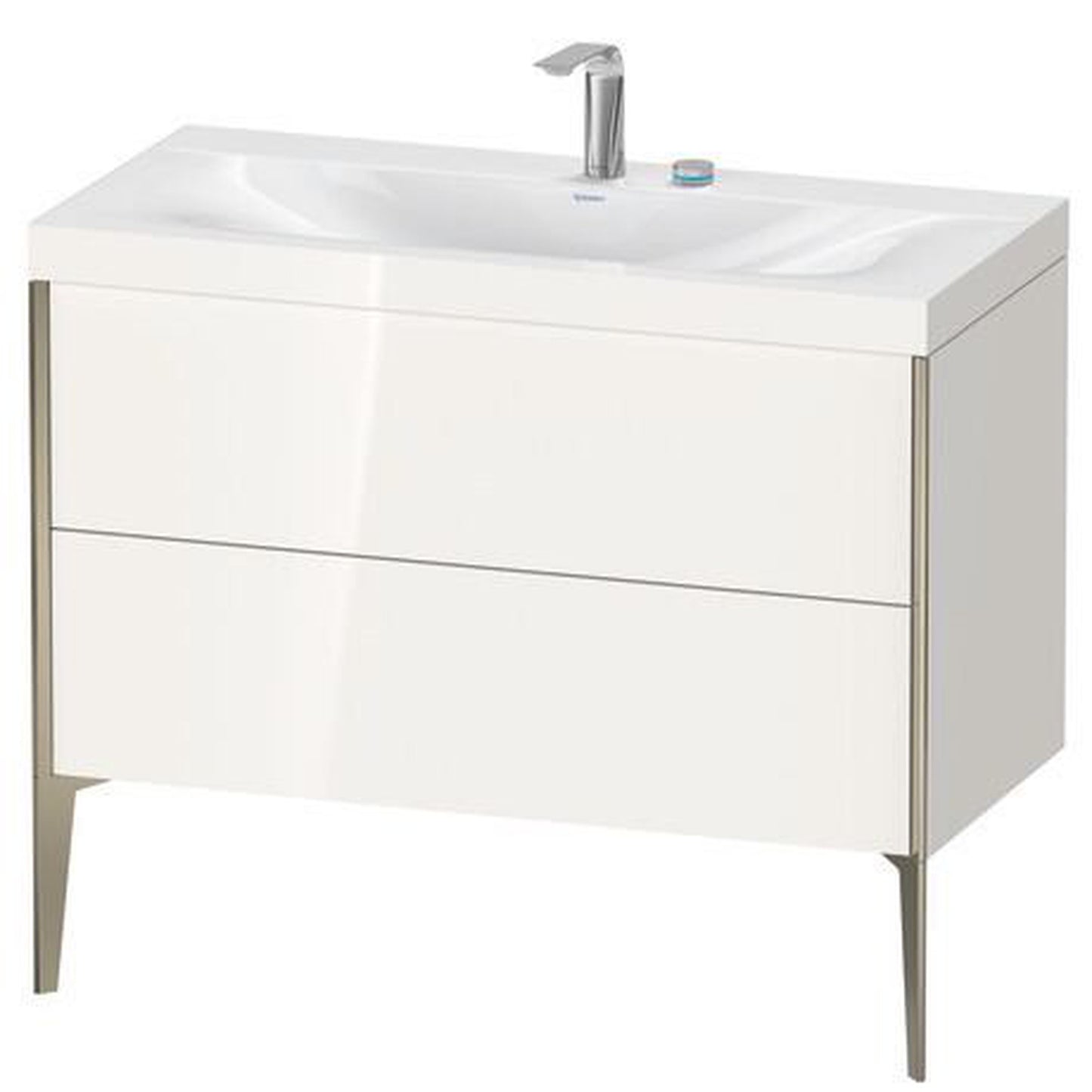 Duravit XViu 39" x 39" x 19" Two Drawer C-Bonded Floorstanding Vanity Kit With Two Tap Holes, White (XV4711EB122C)