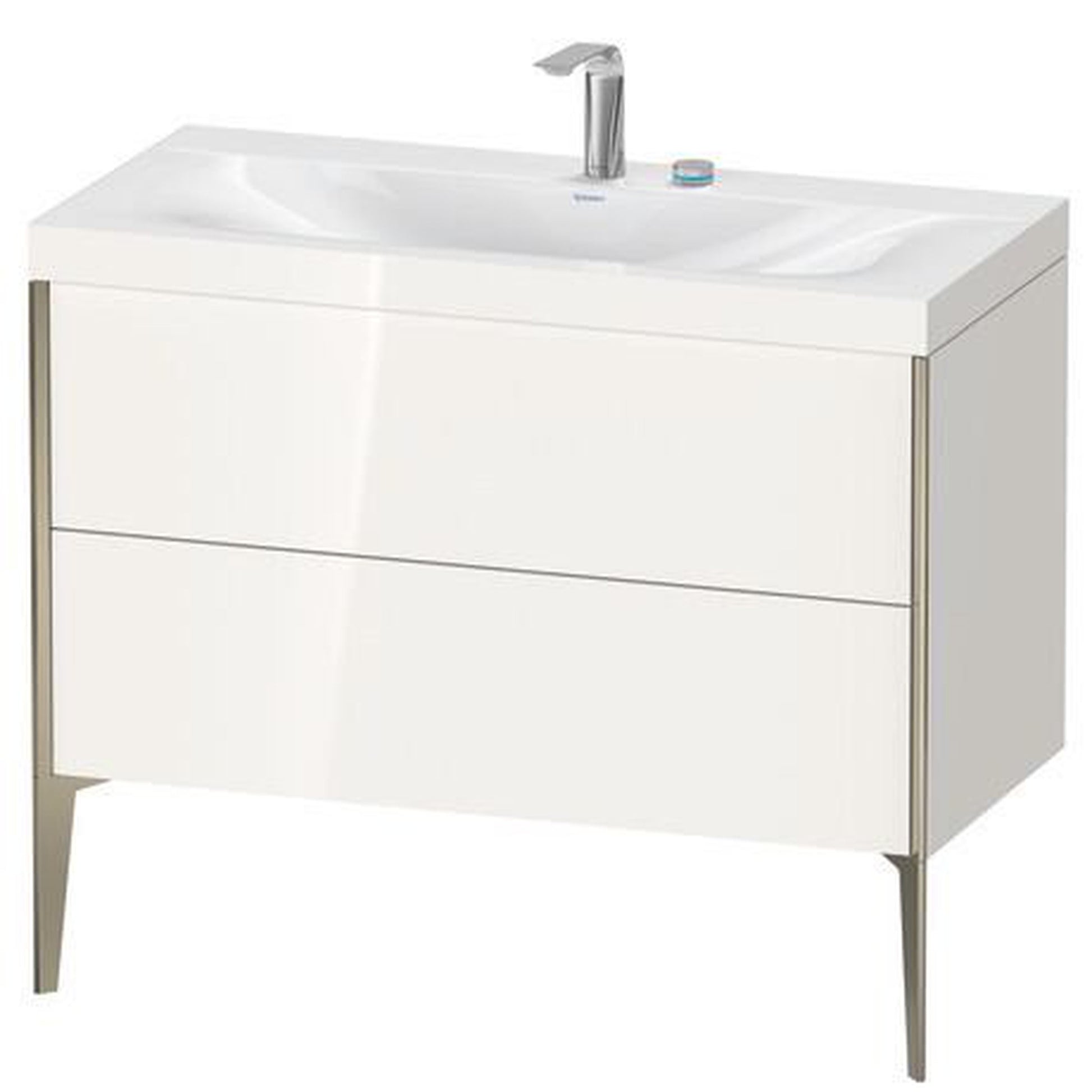 Duravit XViu 39" x 39" x 19" Two Drawer C-Bonded Floorstanding Vanity Kit With Two Tap Holes, White (XV4711EB122C)