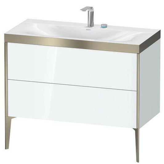 Duravit XViu 39" x 39" x 19" Two Drawer C-Bonded Floorstanding Vanity Kit With Two Tap Holes, White (XV4711EB185P)