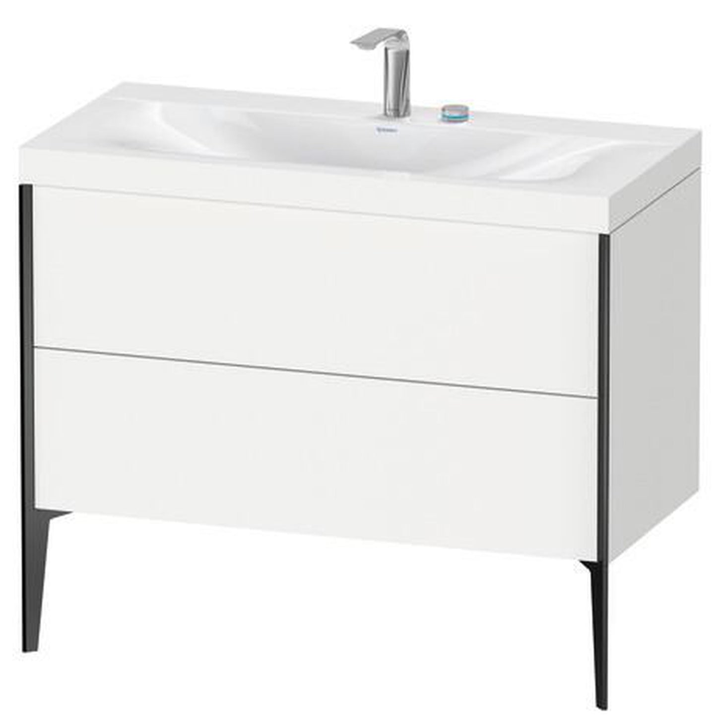 Duravit XViu 39" x 39" x 19" Two Drawer C-Bonded Floorstanding Vanity Kit With Two Tap Holes, White (XV4711EB218C)
