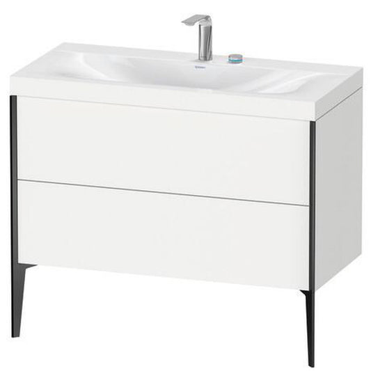 Duravit XViu 39" x 39" x 19" Two Drawer C-Bonded Floorstanding Vanity Kit With Two Tap Holes, White (XV4711EB218C)