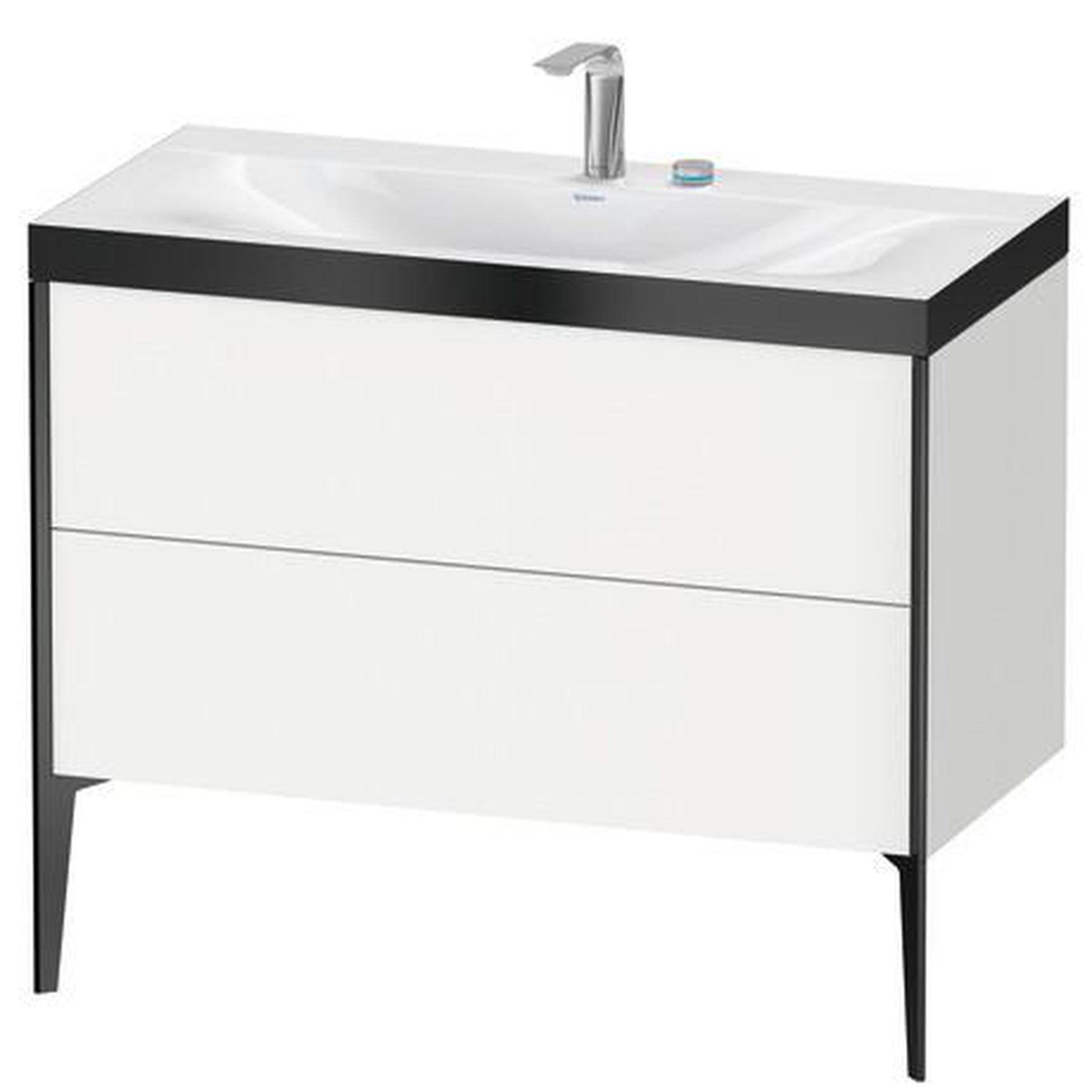 Duravit XViu 39" x 39" x 19" Two Drawer C-Bonded Floorstanding Vanity Kit With Two Tap Holes, White (XV4711EB218P)