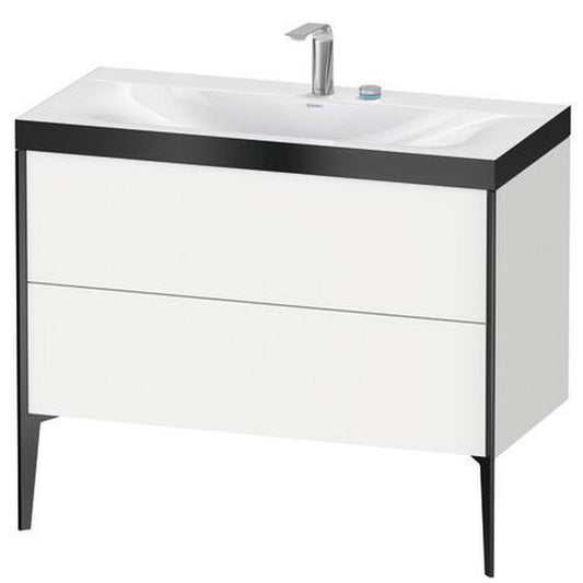 Duravit XViu 39" x 39" x 19" Two Drawer C-Bonded Floorstanding Vanity Kit With Two Tap Holes, White (XV4711EB218P)
