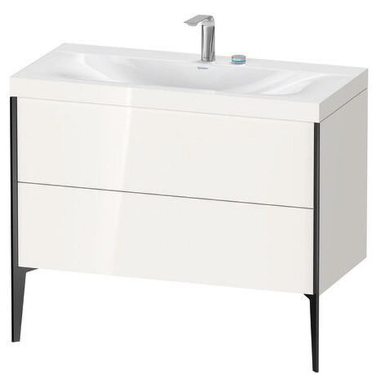 Duravit XViu 39" x 39" x 19" Two Drawer C-Bonded Floorstanding Vanity Kit With Two Tap Holes, White (XV4711EB222C)