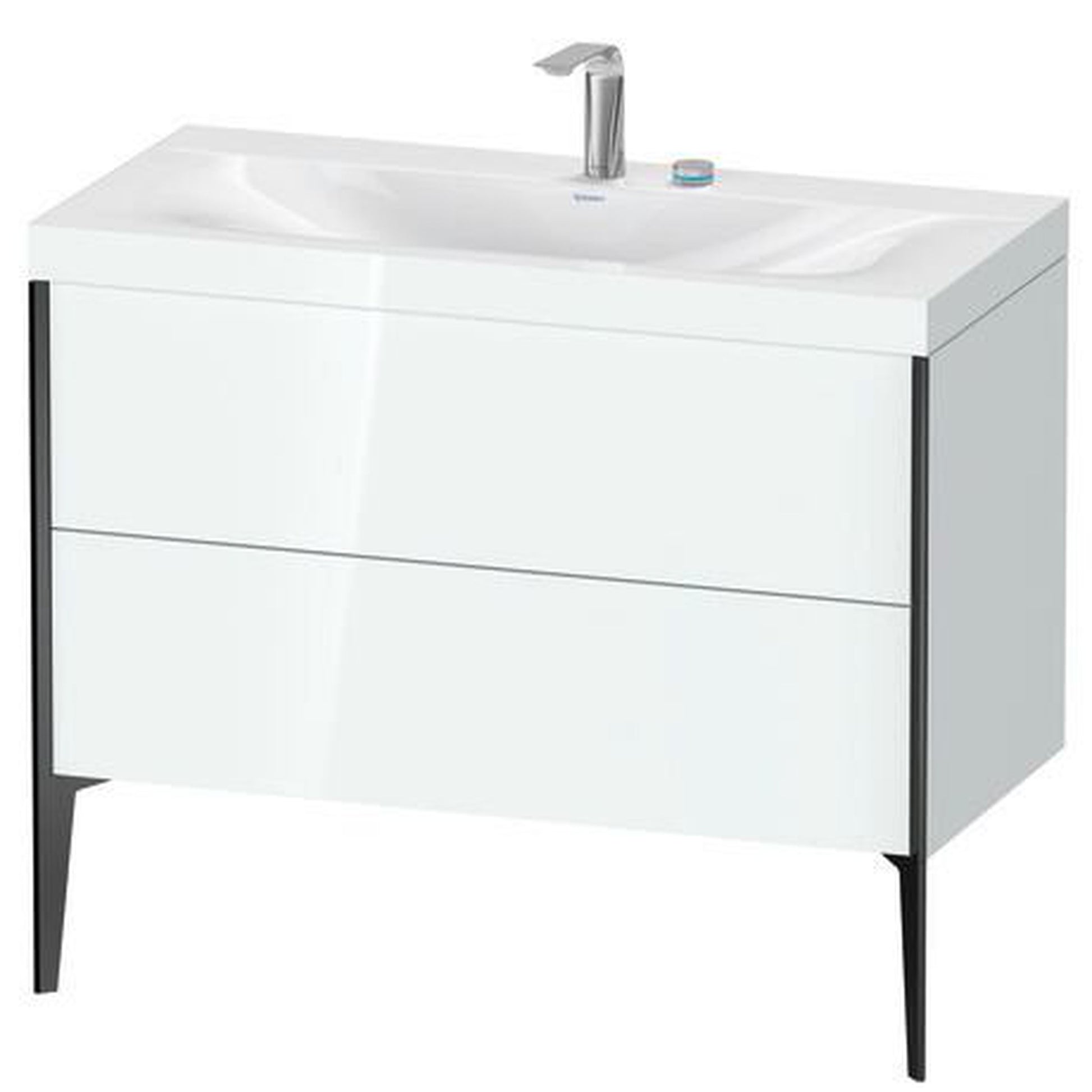 Duravit XViu 39" x 39" x 19" Two Drawer C-Bonded Floorstanding Vanity Kit With Two Tap Holes, White (XV4711EB285C)