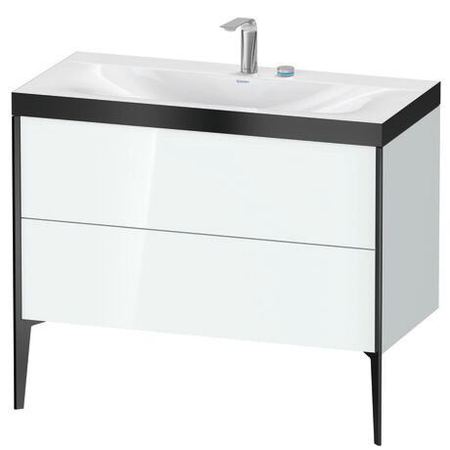 Duravit XViu 39" x 39" x 19" Two Drawer C-Bonded Floorstanding Vanity Kit With Two Tap Holes, White (XV4711EB285P)