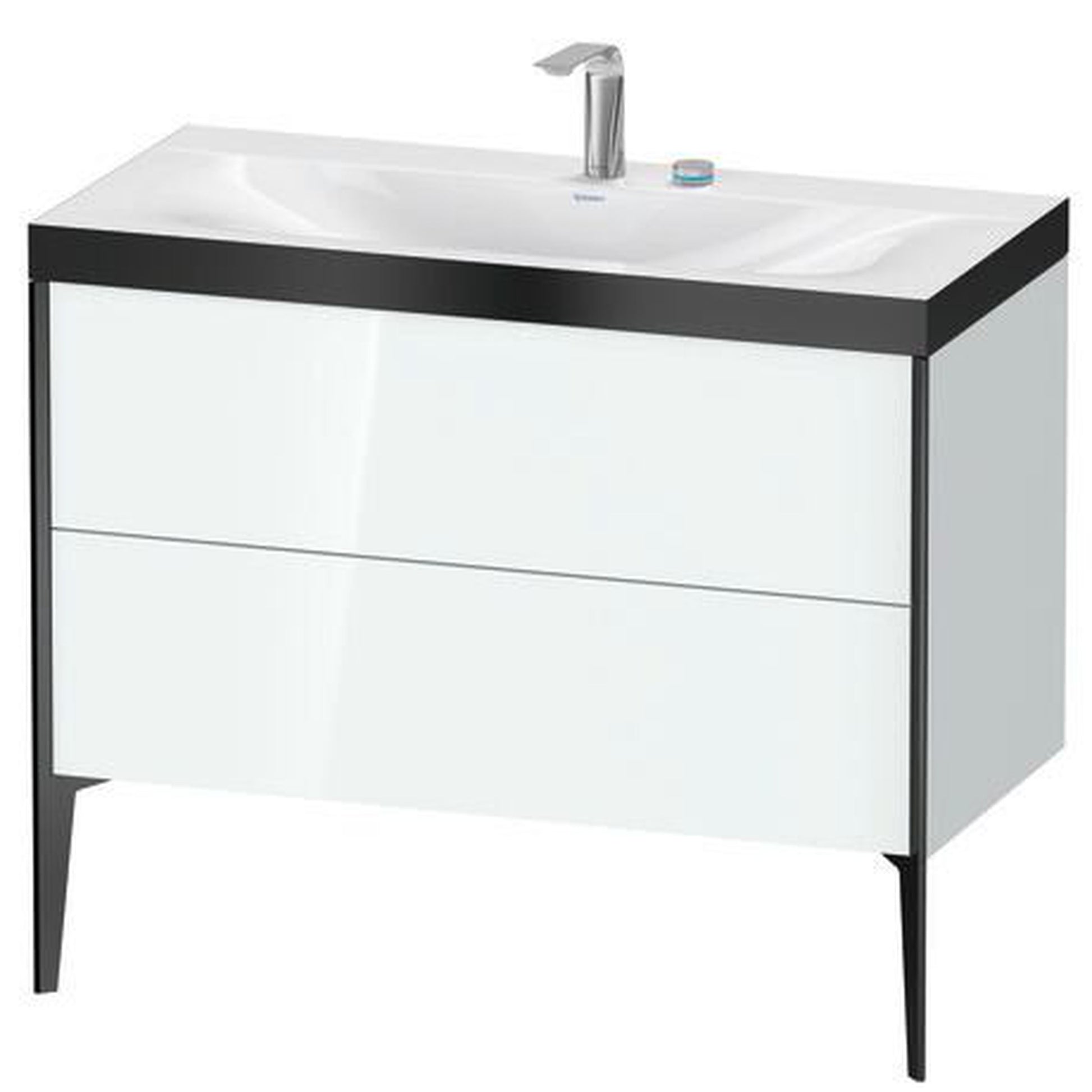 Duravit XViu 39" x 39" x 19" Two Drawer C-Bonded Floorstanding Vanity Kit With Two Tap Holes, White (XV4711EB285P)