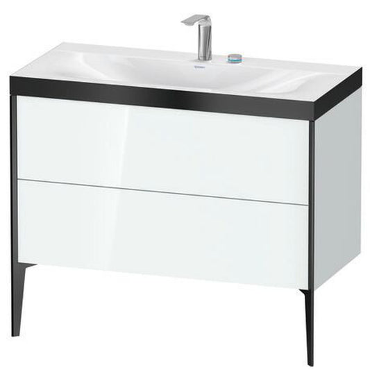Duravit XViu 39" x 39" x 19" Two Drawer C-Bonded Floorstanding Vanity Kit With Two Tap Holes, White (XV4711EB285P)