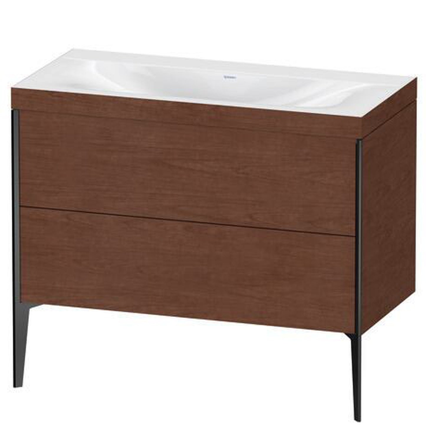 Duravit XViu 39" x 39" x 19" Two Drawer C-Bonded Floorstanding Vanity Kit Without Tap Hole, American Walnut (XV4711NB213C)