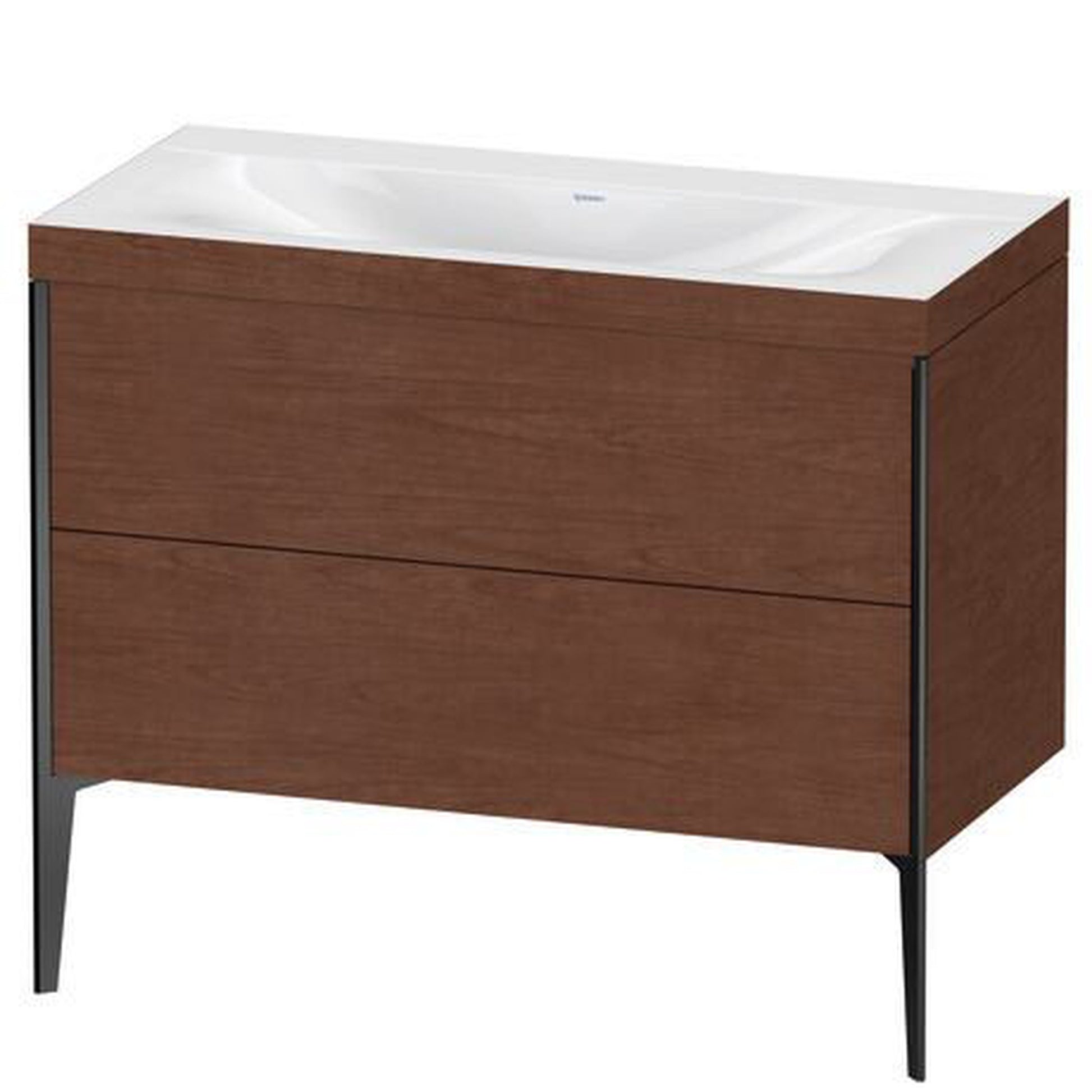 Duravit XViu 39" x 39" x 19" Two Drawer C-Bonded Floorstanding Vanity Kit Without Tap Hole, American Walnut (XV4711NB213C)