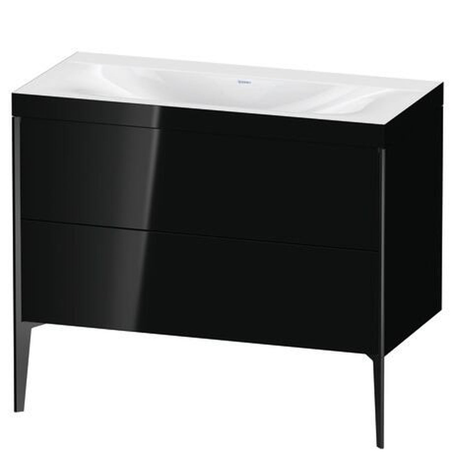 Duravit XViu 39" x 39" x 19" Two Drawer C-Bonded Floorstanding Vanity Kit Without Tap Hole, Black (XV4711NB240C)