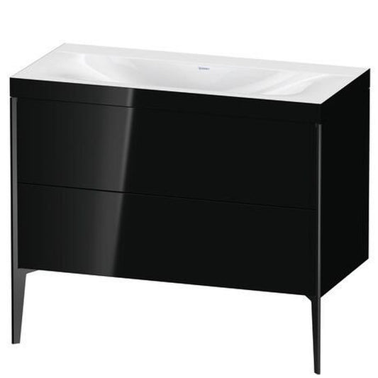 Duravit XViu 39" x 39" x 19" Two Drawer C-Bonded Floorstanding Vanity Kit Without Tap Hole, Black (XV4711NB240C)