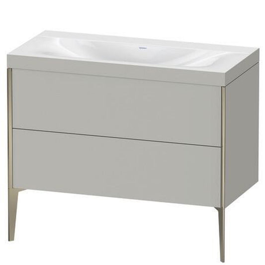 Duravit XViu 39" x 39" x 19" Two Drawer C-Bonded Floorstanding Vanity Kit Without Tap Hole, Concrete Gray (XV4711NB107C)
