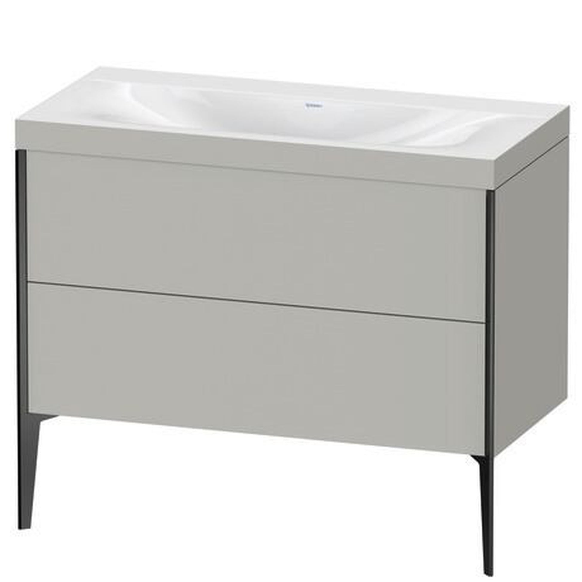 Duravit XViu 39" x 39" x 19" Two Drawer C-Bonded Floorstanding Vanity Kit Without Tap Hole, Concrete Gray (XV4711NB207C)