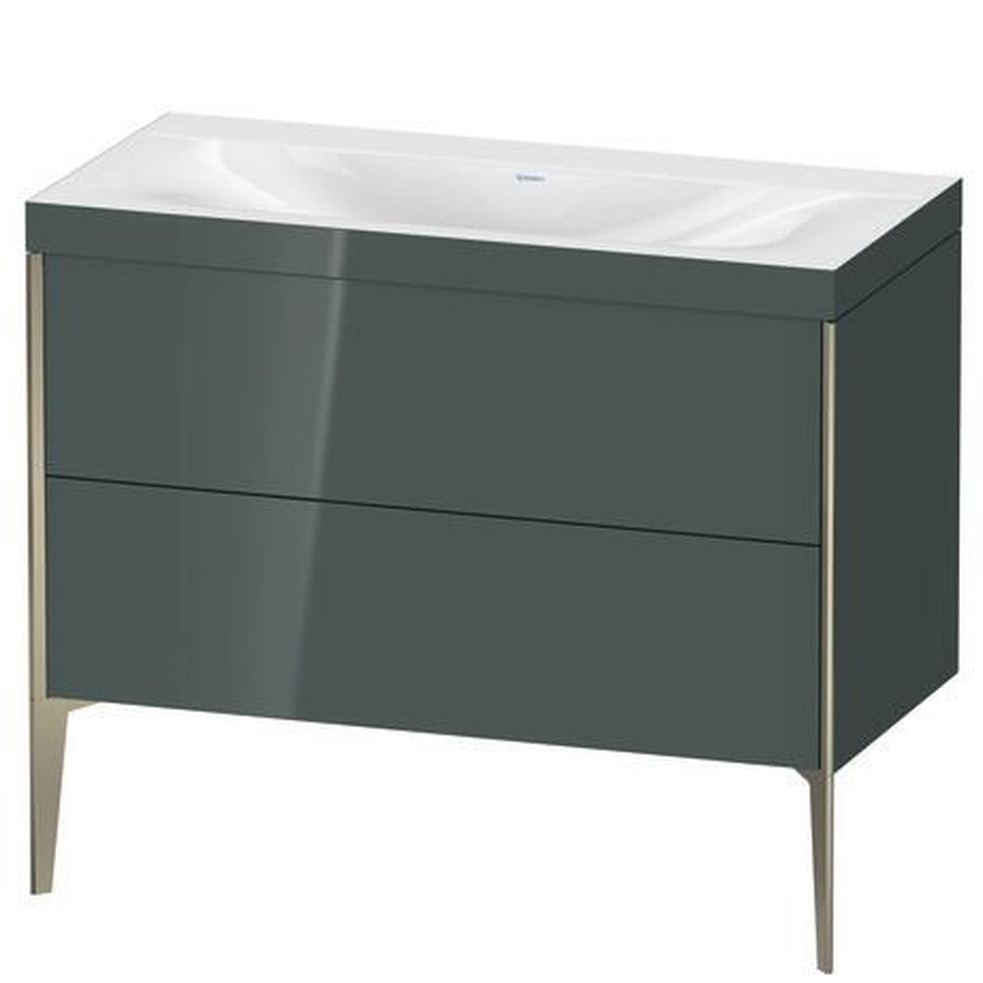 Duravit XViu 39" x 39" x 19" Two Drawer C-Bonded Floorstanding Vanity Kit Without Tap Hole, Dolomite Gray (XV4711NB138C)