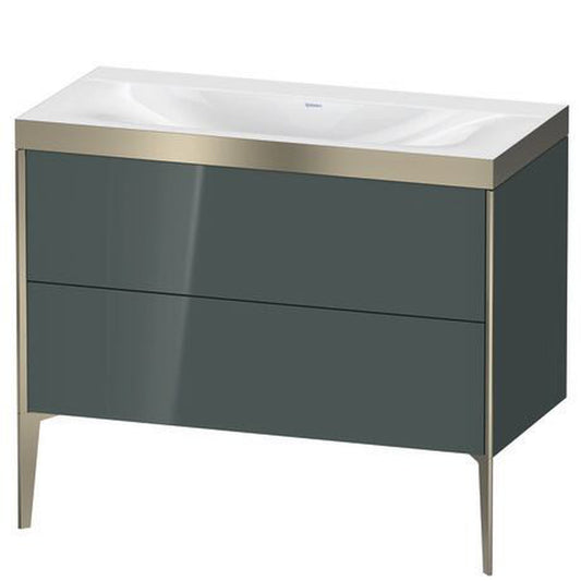 Duravit XViu 39" x 39" x 19" Two Drawer C-Bonded Floorstanding Vanity Kit Without Tap Hole, Dolomite Gray (XV4711NB138P)