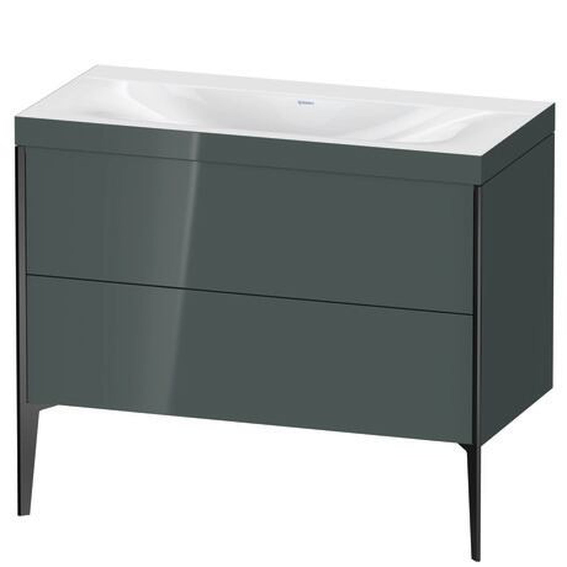 Duravit XViu 39" x 39" x 19" Two Drawer C-Bonded Floorstanding Vanity Kit Without Tap Hole, Dolomite Gray (XV4711NB238C)