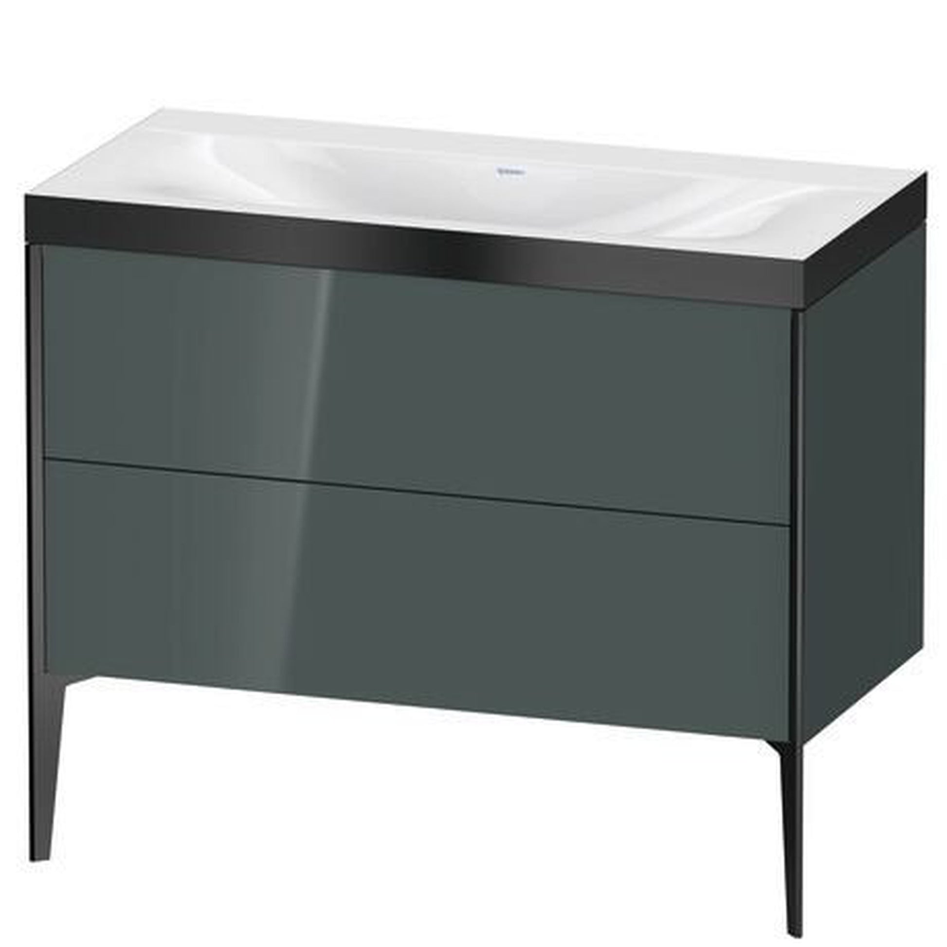 Duravit XViu 39" x 39" x 19" Two Drawer C-Bonded Floorstanding Vanity Kit Without Tap Hole, Dolomite Gray (XV4711NB238P)