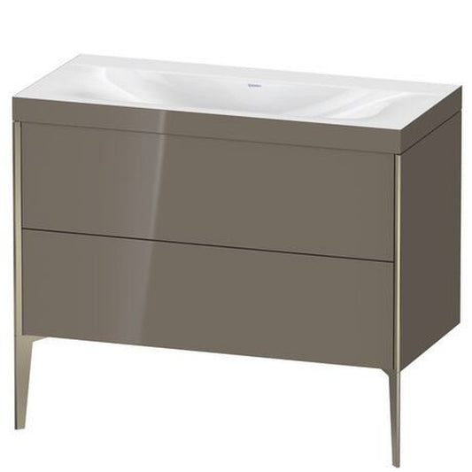 Duravit XViu 39" x 39" x 19" Two Drawer C-Bonded Floorstanding Vanity Kit Without Tap Hole, Flannel Gray (XV4711NB189C)