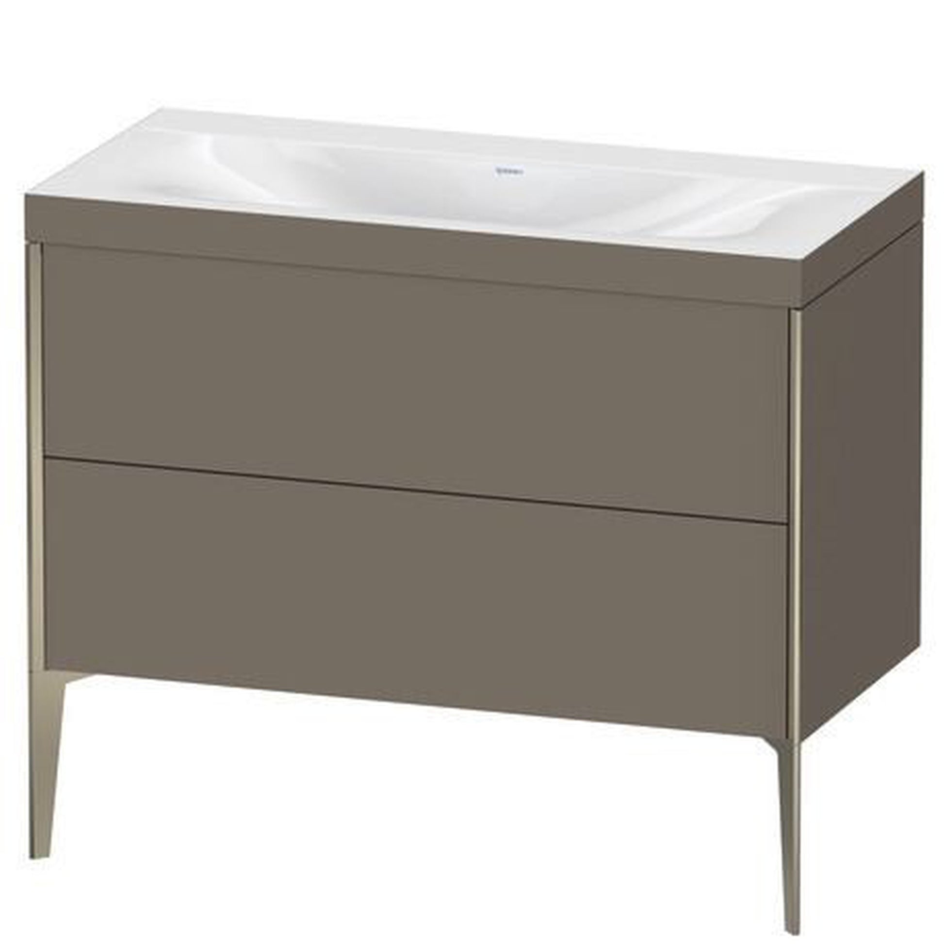 Duravit XViu 39" x 39" x 19" Two Drawer C-Bonded Floorstanding Vanity Kit Without Tap Hole, Flannel Gray (XV4711NB190C)