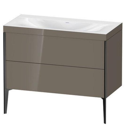 Duravit XViu 39" x 39" x 19" Two Drawer C-Bonded Floorstanding Vanity Kit Without Tap Hole, Flannel Gray (XV4711NB289C)