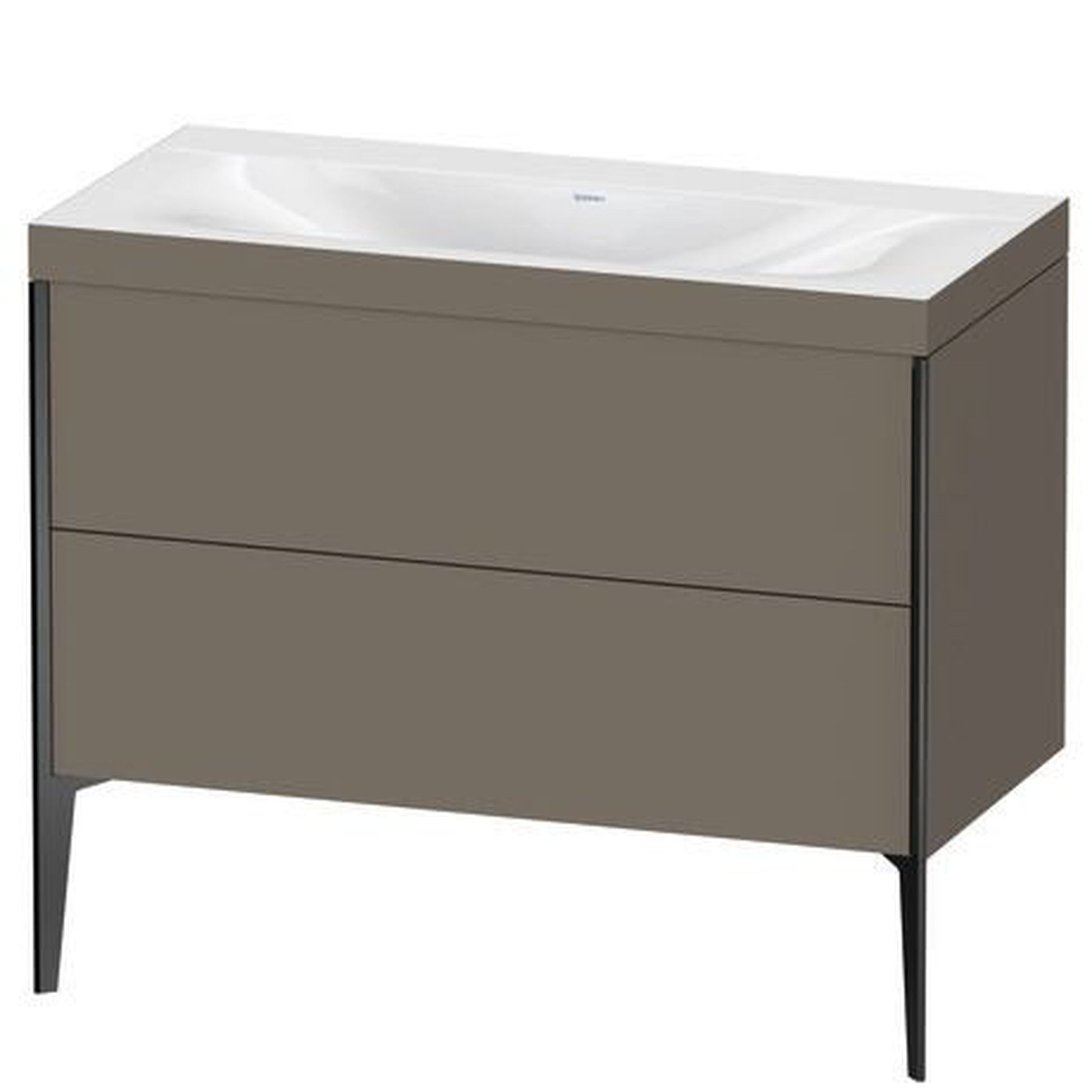 Duravit XViu 39" x 39" x 19" Two Drawer C-Bonded Floorstanding Vanity Kit Without Tap Hole, Flannel Gray (XV4711NB290C)