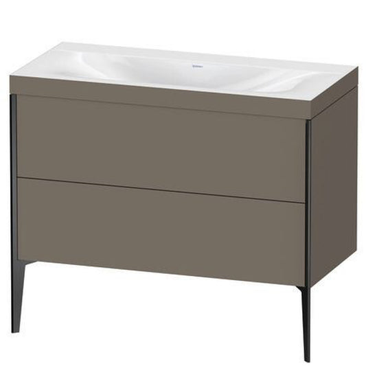 Duravit XViu 39" x 39" x 19" Two Drawer C-Bonded Floorstanding Vanity Kit Without Tap Hole, Flannel Gray (XV4711NB290C)