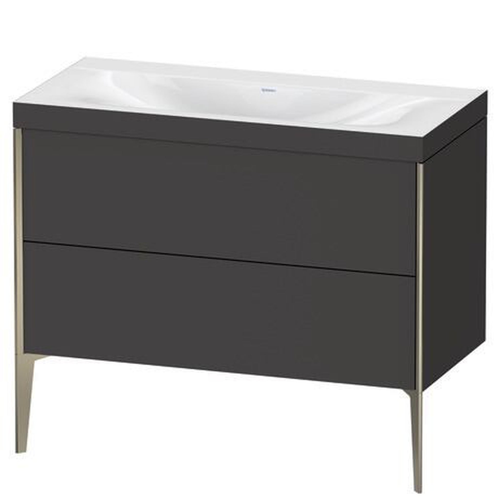 Duravit XViu 39" x 39" x 19" Two Drawer C-Bonded Floorstanding Vanity Kit Without Tap Hole, Graphite (XV4711NB180C)