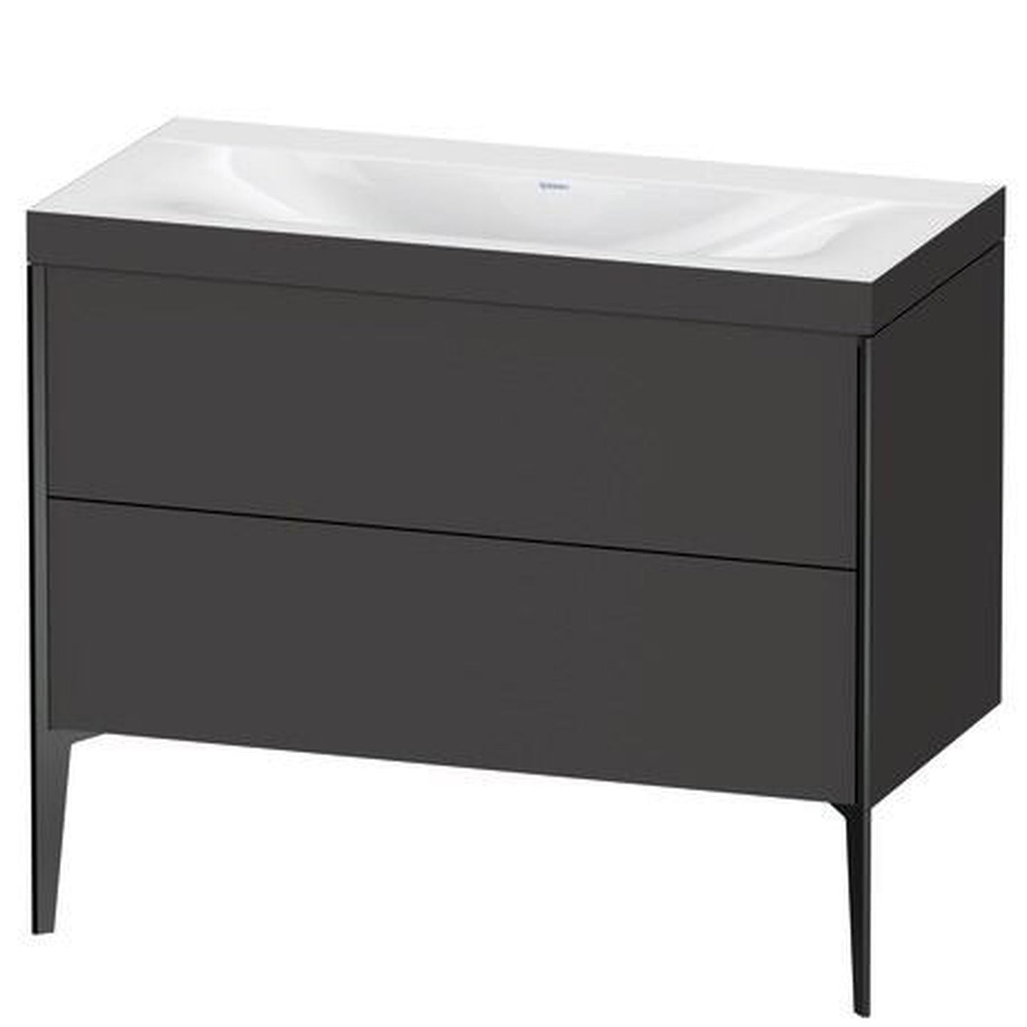 Duravit XViu 39" x 39" x 19" Two Drawer C-Bonded Floorstanding Vanity Kit Without Tap Hole, Graphite (XV4711NB280C)