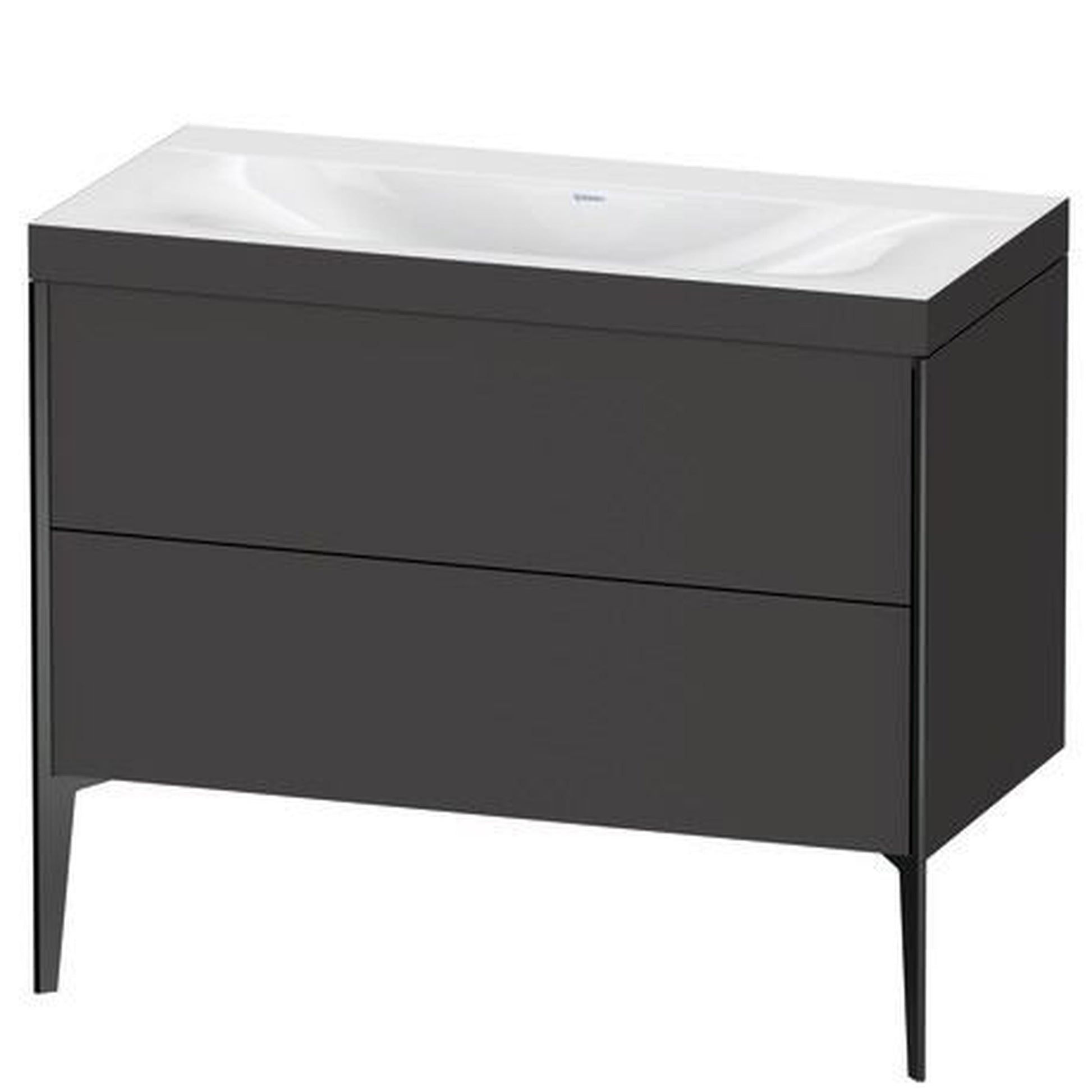 Duravit XViu 39" x 39" x 19" Two Drawer C-Bonded Floorstanding Vanity Kit Without Tap Hole, Graphite (XV4711NB280C)