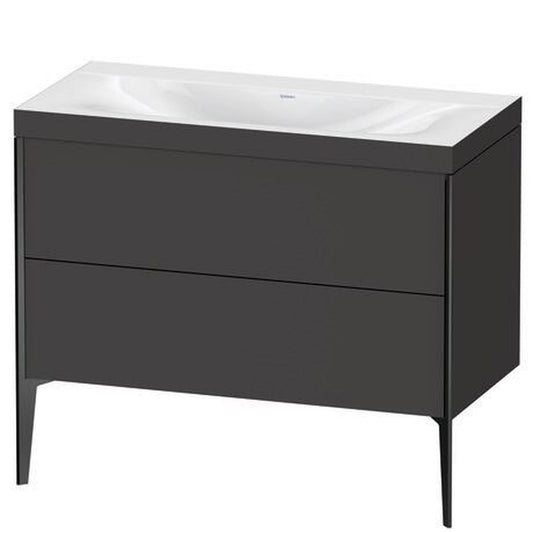 Duravit XViu 39" x 39" x 19" Two Drawer C-Bonded Floorstanding Vanity Kit Without Tap Hole, Graphite (XV4711NB280C)