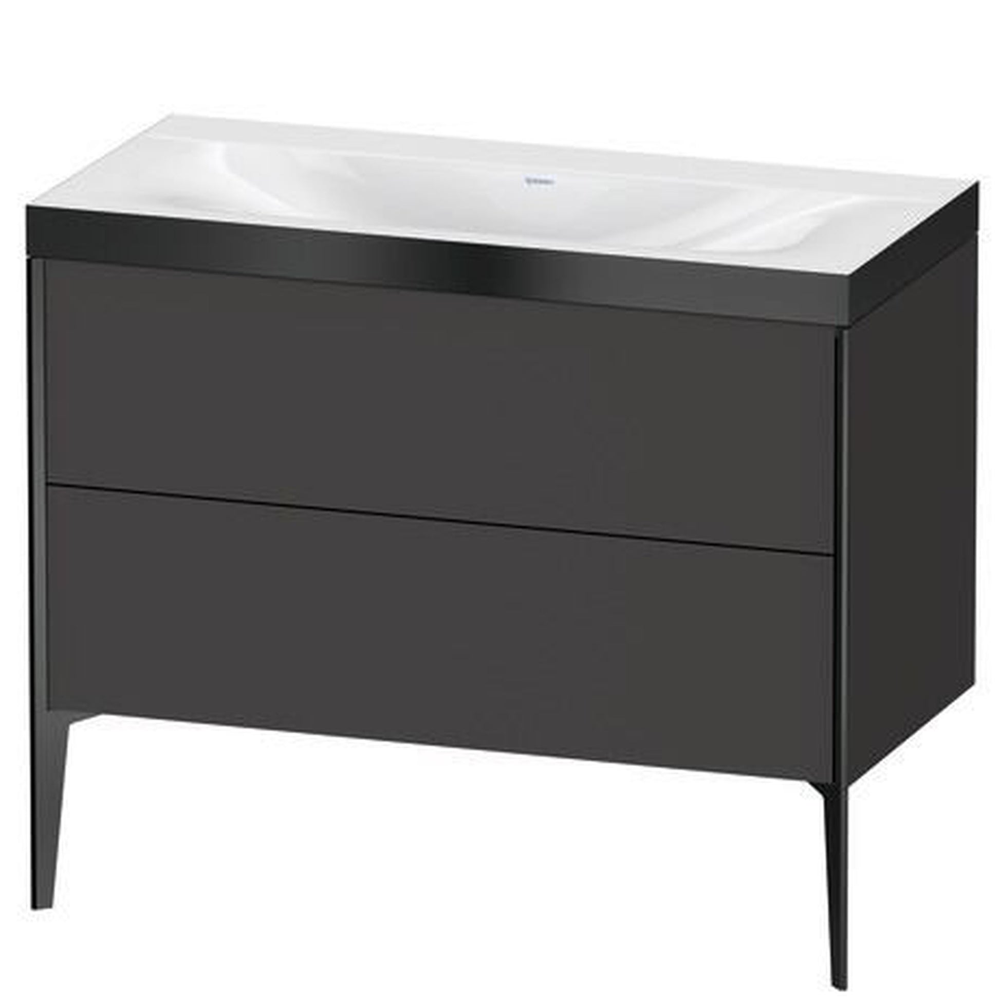 Duravit XViu 39" x 39" x 19" Two Drawer C-Bonded Floorstanding Vanity Kit Without Tap Hole, Graphite (XV4711NB280P)