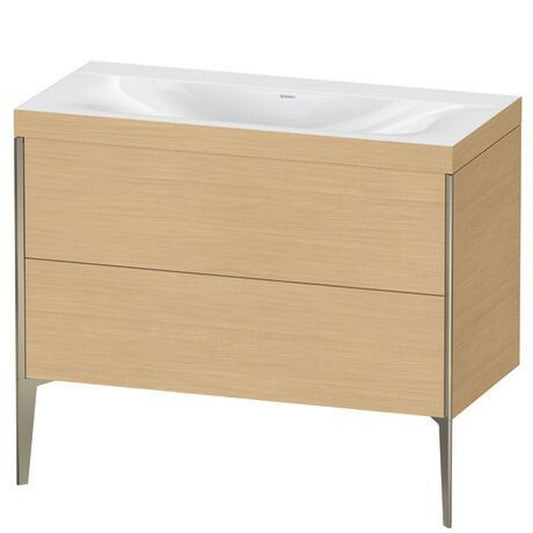 Duravit XViu 39" x 39" x 19" Two Drawer C-Bonded Floorstanding Vanity Kit Without Tap Hole, Natural Oak (XV4711NB130C)