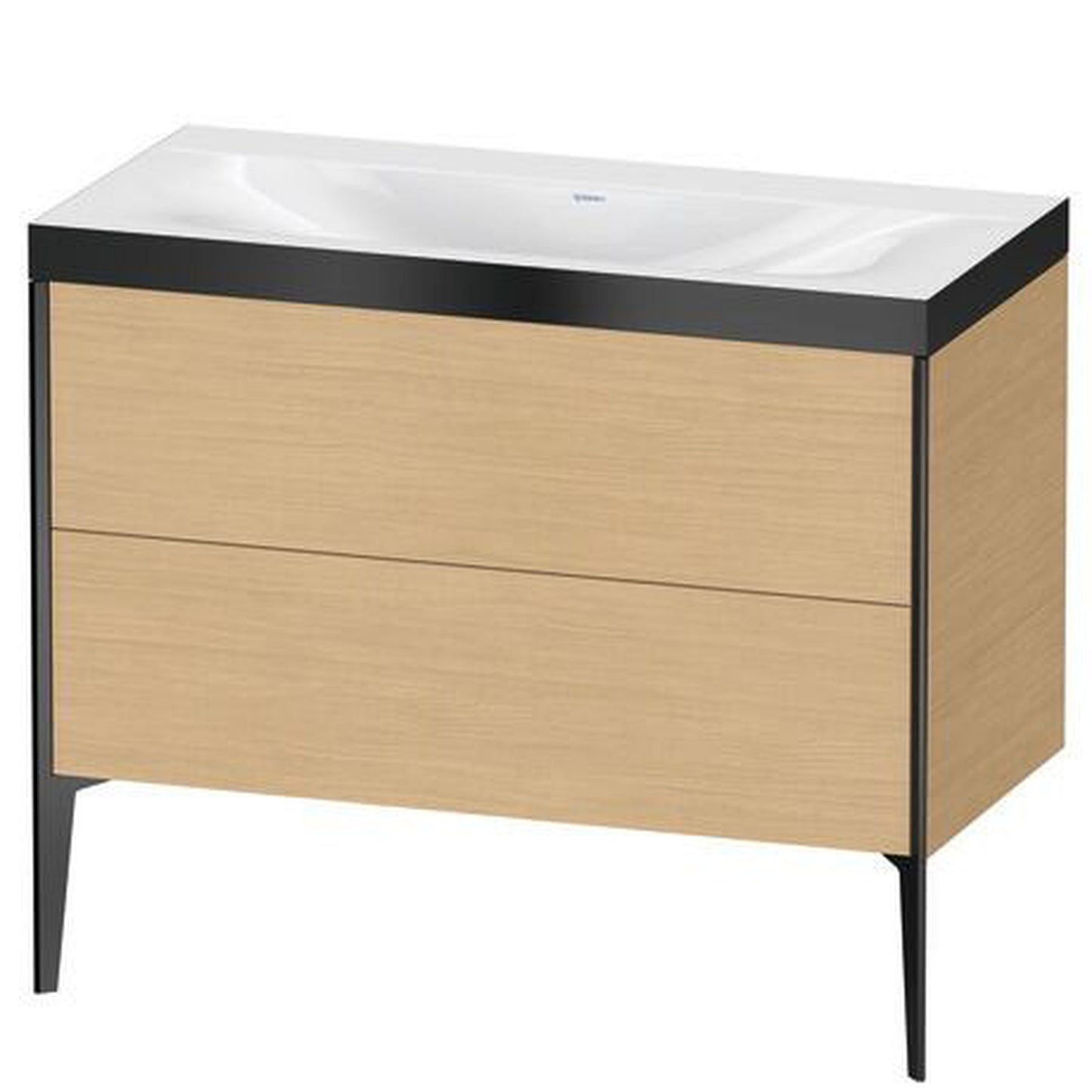 Duravit XViu 39" x 39" x 19" Two Drawer C-Bonded Floorstanding Vanity Kit Without Tap Hole, Natural Oak (XV4711NB230P)