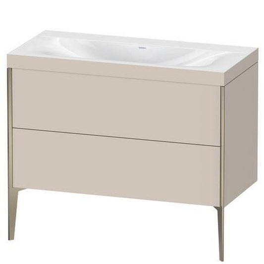 Duravit XViu 39" x 39" x 19" Two Drawer C-Bonded Floorstanding Vanity Kit Without Tap Hole, Taupe (XV4711NB191C)