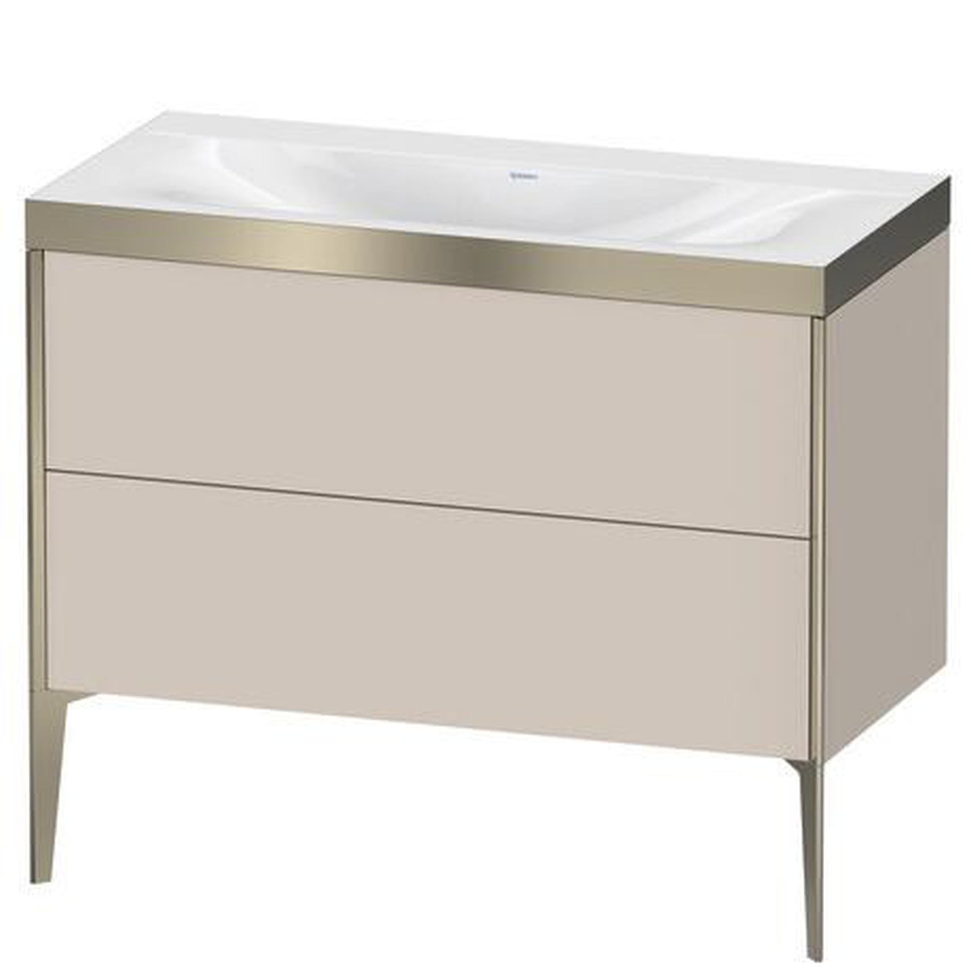 Duravit XViu 39" x 39" x 19" Two Drawer C-Bonded Floorstanding Vanity Kit Without Tap Hole, Taupe (XV4711NB191P)