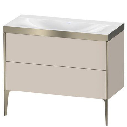 Duravit XViu 39" x 39" x 19" Two Drawer C-Bonded Floorstanding Vanity Kit Without Tap Hole, Taupe (XV4711NB191P)