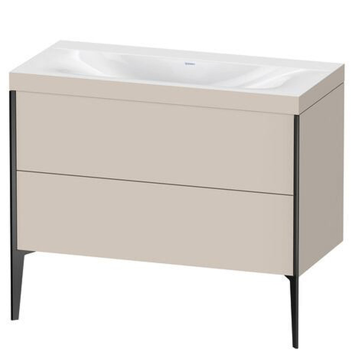 Duravit XViu 39" x 39" x 19" Two Drawer C-Bonded Floorstanding Vanity Kit Without Tap Hole, Taupe (XV4711NB291C)