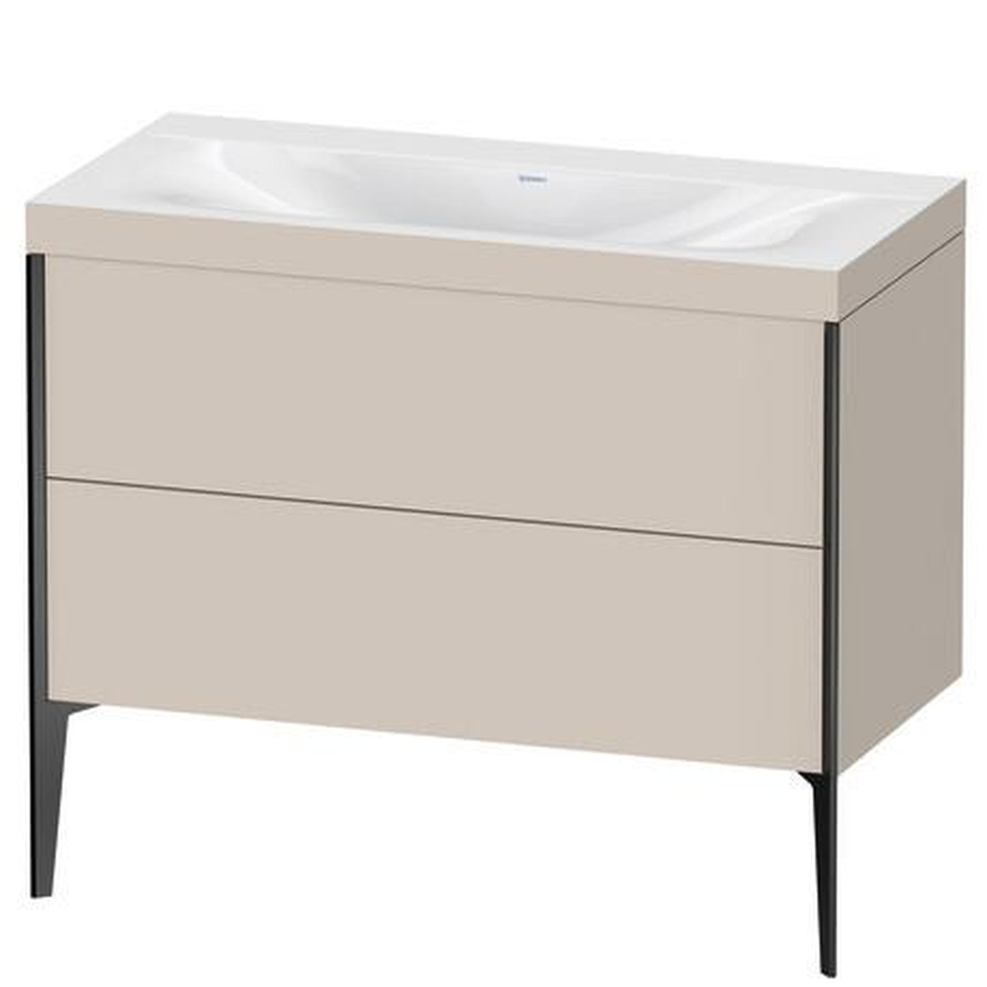 Duravit XViu 39" x 39" x 19" Two Drawer C-Bonded Floorstanding Vanity Kit Without Tap Hole, Taupe (XV4711NB291C)