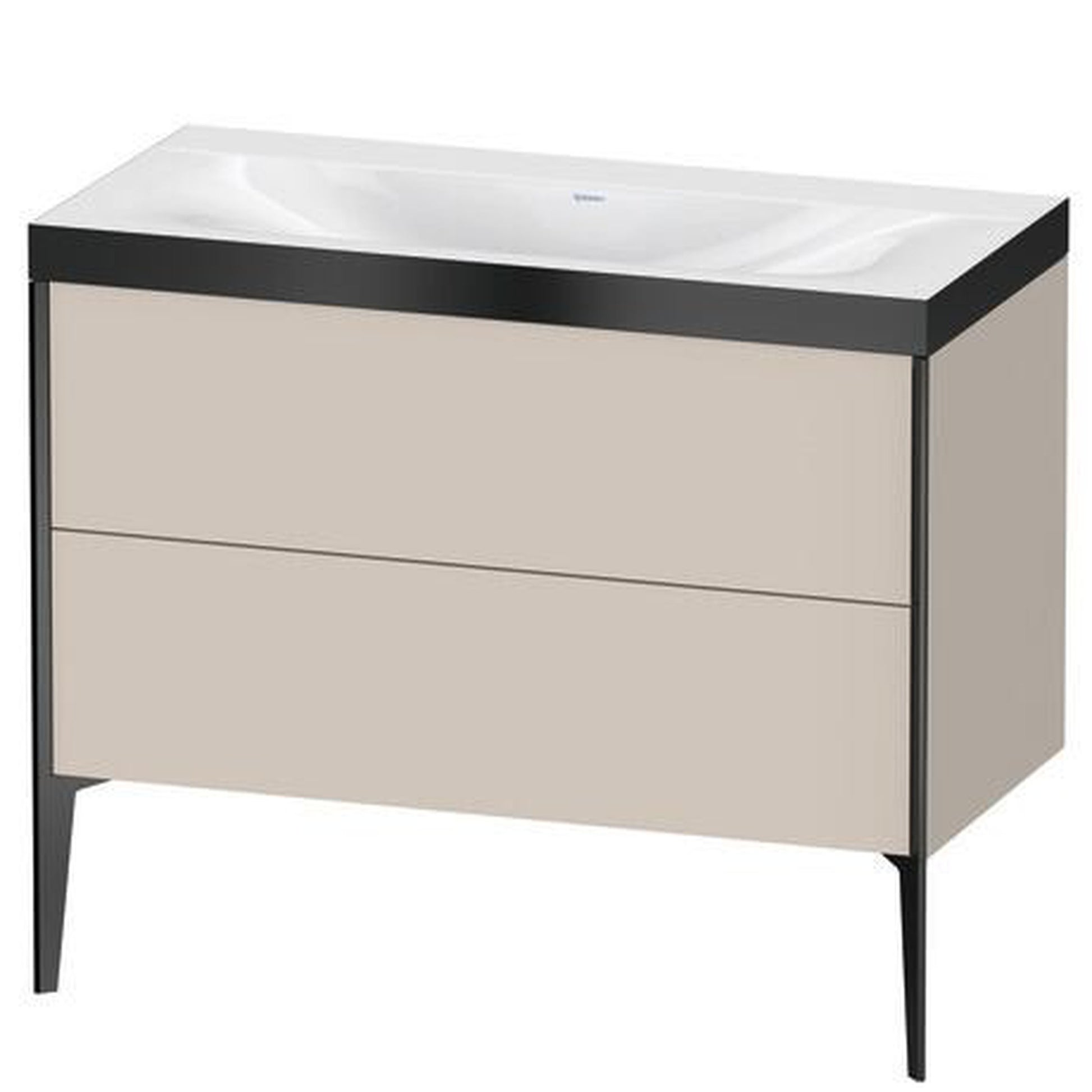 Duravit XViu 39" x 39" x 19" Two Drawer C-Bonded Floorstanding Vanity Kit Without Tap Hole, Taupe (XV4711NB291P)