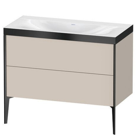 Duravit XViu 39" x 39" x 19" Two Drawer C-Bonded Floorstanding Vanity Kit Without Tap Hole, Taupe (XV4711NB291P)
